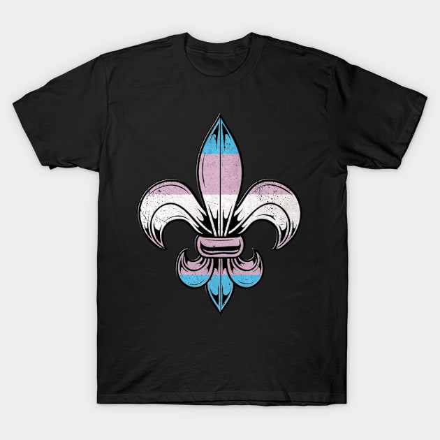 Transgender Pride Flag Fleur de Lis T-Shirt T-Shirt by wheedesign